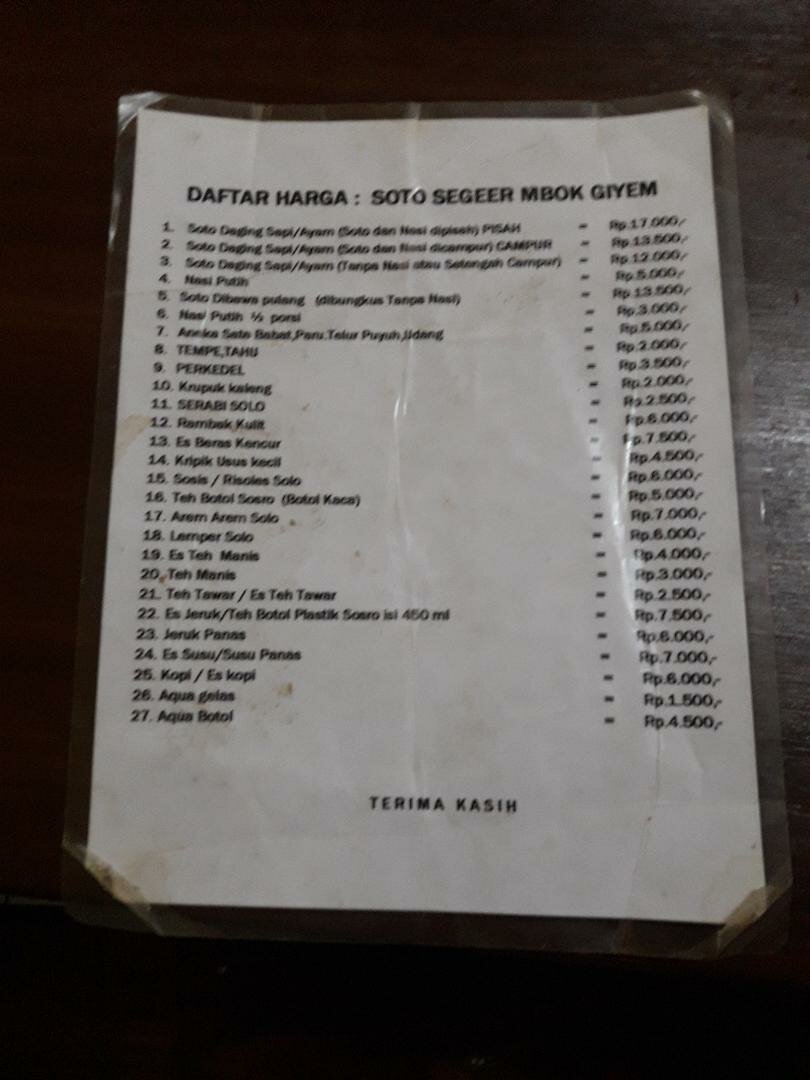 Soto Seger Mbok Giyem 